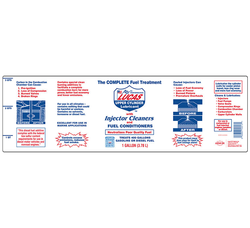 Lucas Oil Fuel Treatment 1 Gallon – Gas & Diesel Performance Additive
