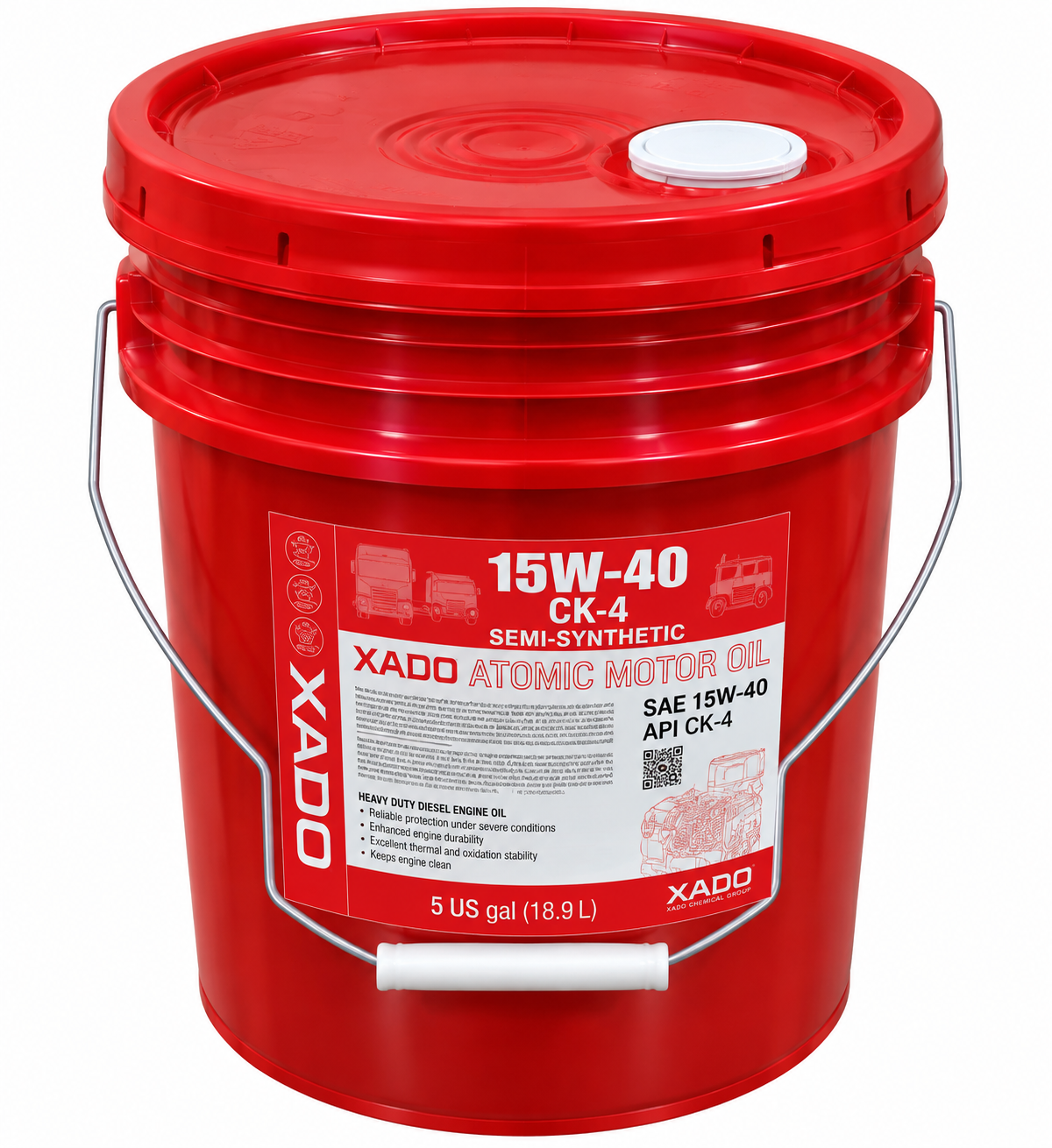 XADO 15W-40 Full Synthetic Diesel Engine Oil 5 Gallon Drum Red Boost