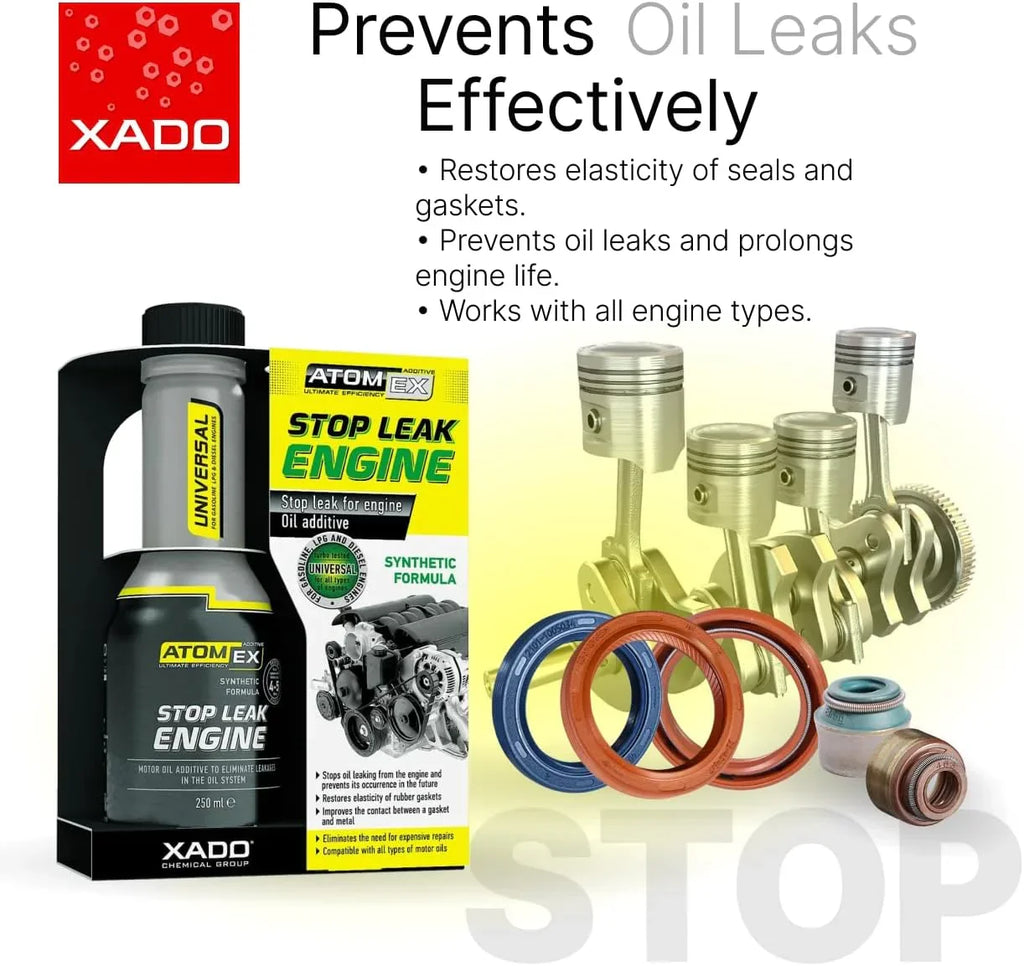 XADO Engine Oil Stop Leak 250ml – Seal Conditioner & Gasket Restorer for All Engine Types
