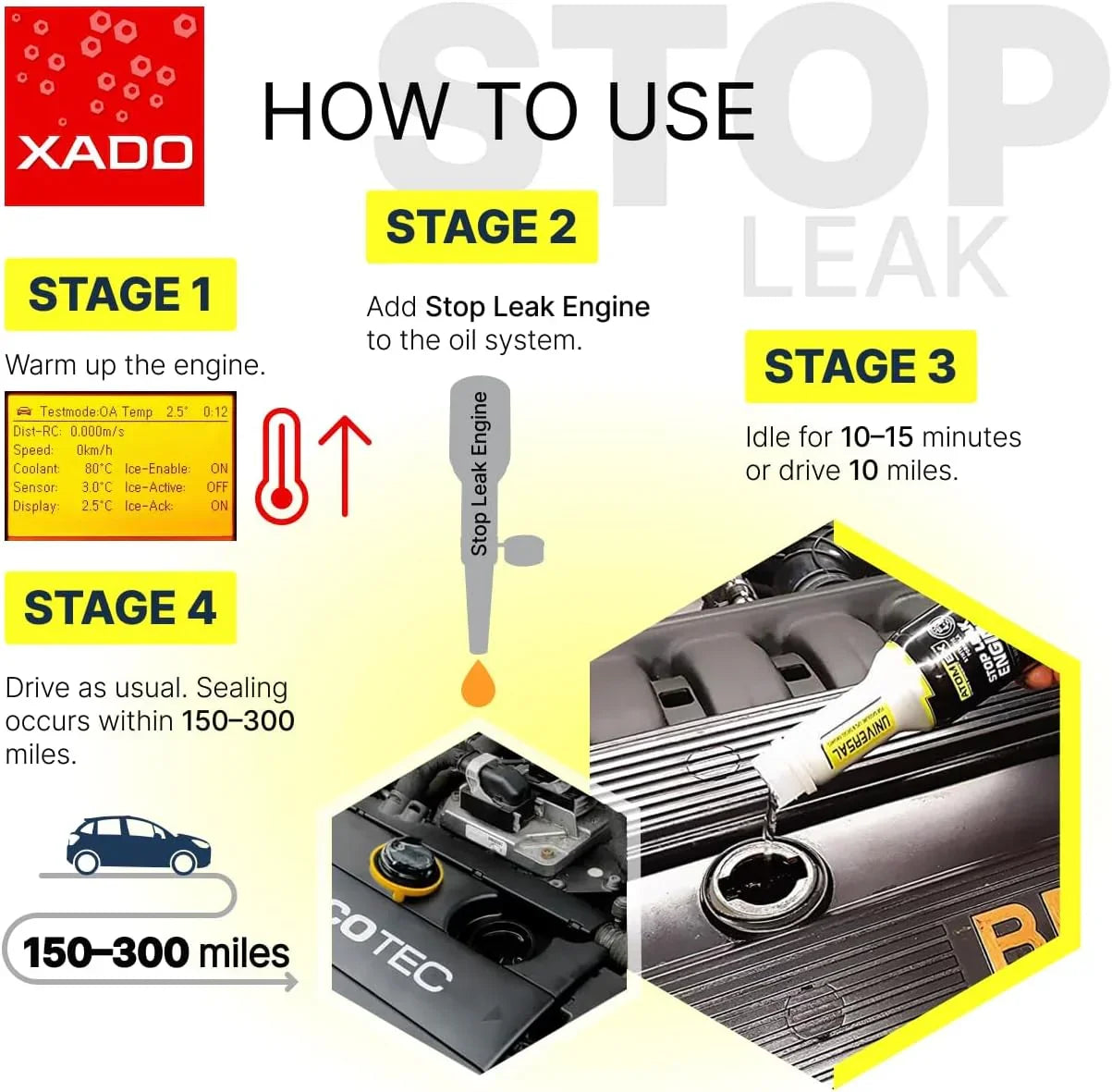 XADO Engine Oil Stop Leak 250ml – Seal Conditioner & Gasket Restorer for All Engine Types