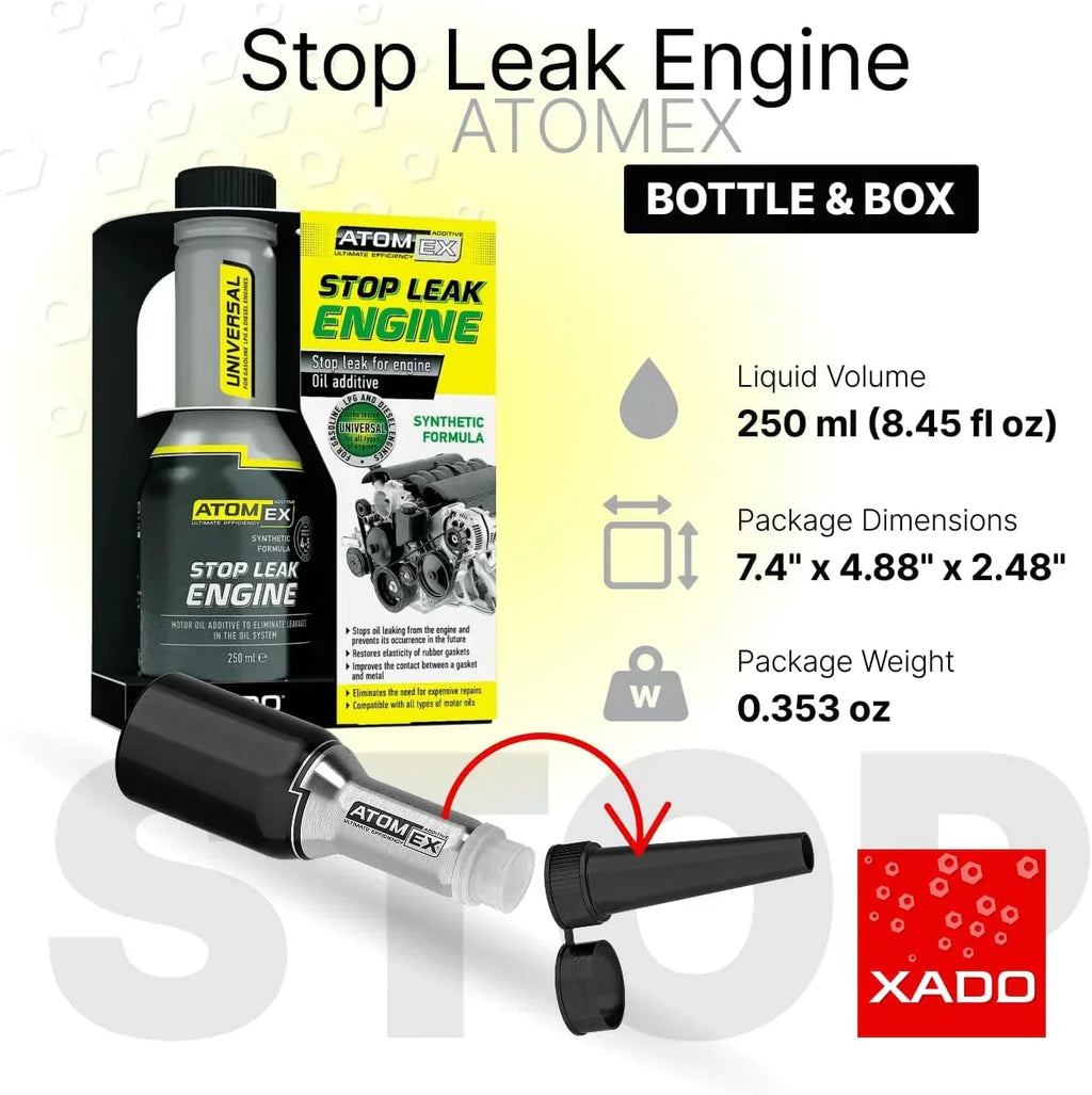 XADO Engine Oil Stop Leak 250ml – Seal Conditioner & Gasket Restorer for All Engine Types