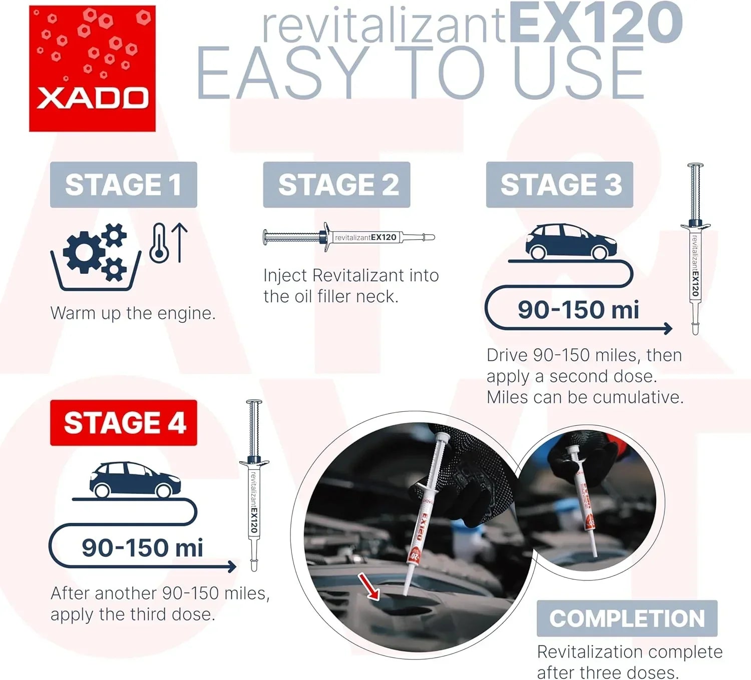 XADO EX120 Gas Engine Restoration Treatment 8ml – 3-Stage Cermet Rebuild for Turbo & Naturally Aspirated Engines