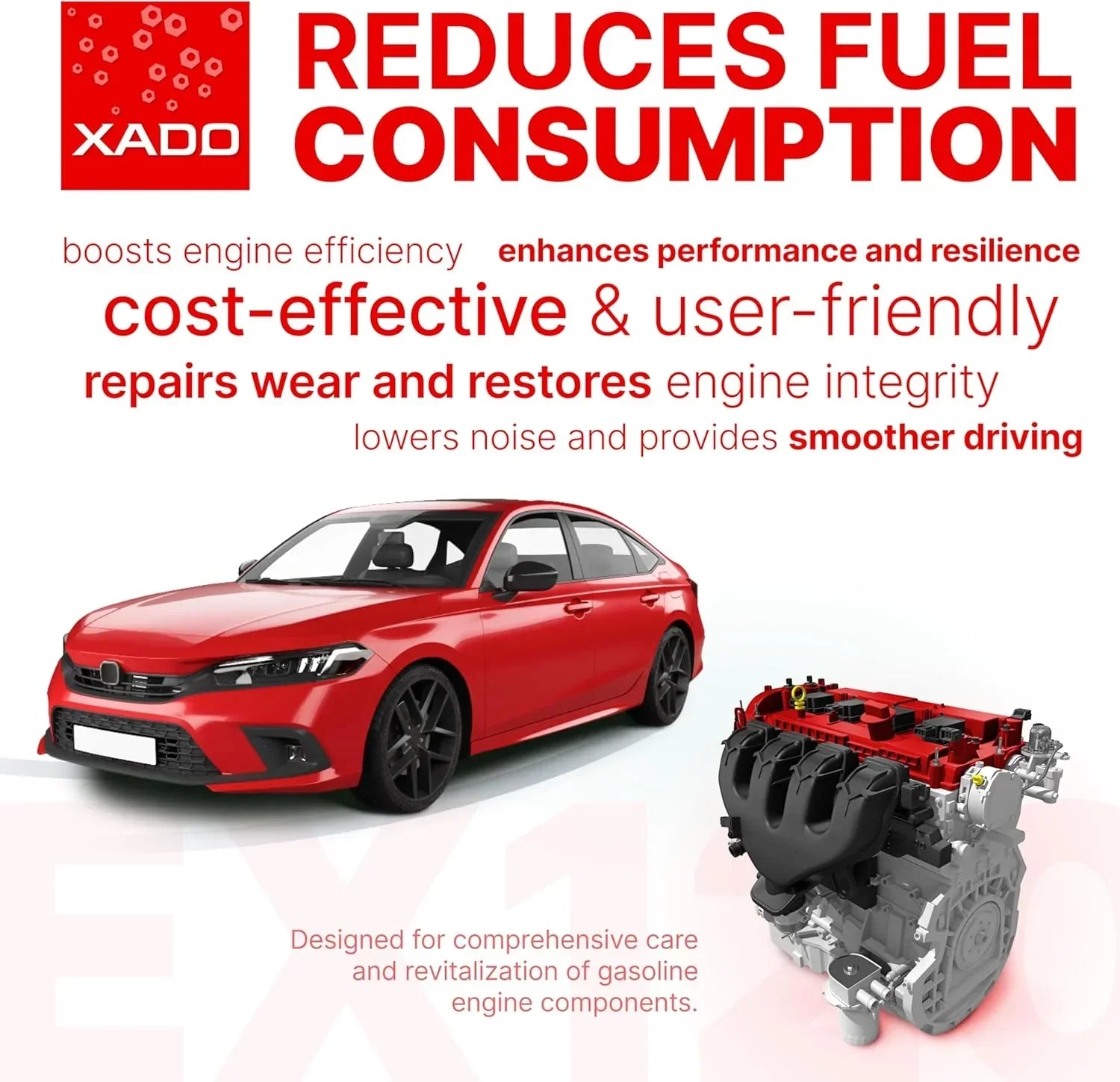XADO EX120 Gas Engine Revitalizant - 8 ml 3-Stage Treatment for Gasoline Engines