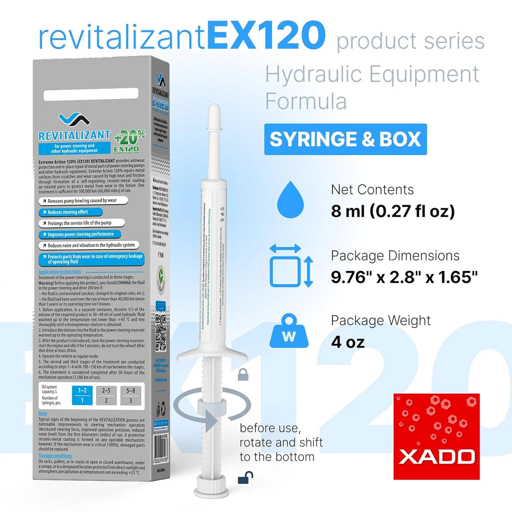 XADO EX120 Power Steering Revitalizant 8ml – Hydraulic Pump Repair & Noise Eliminator