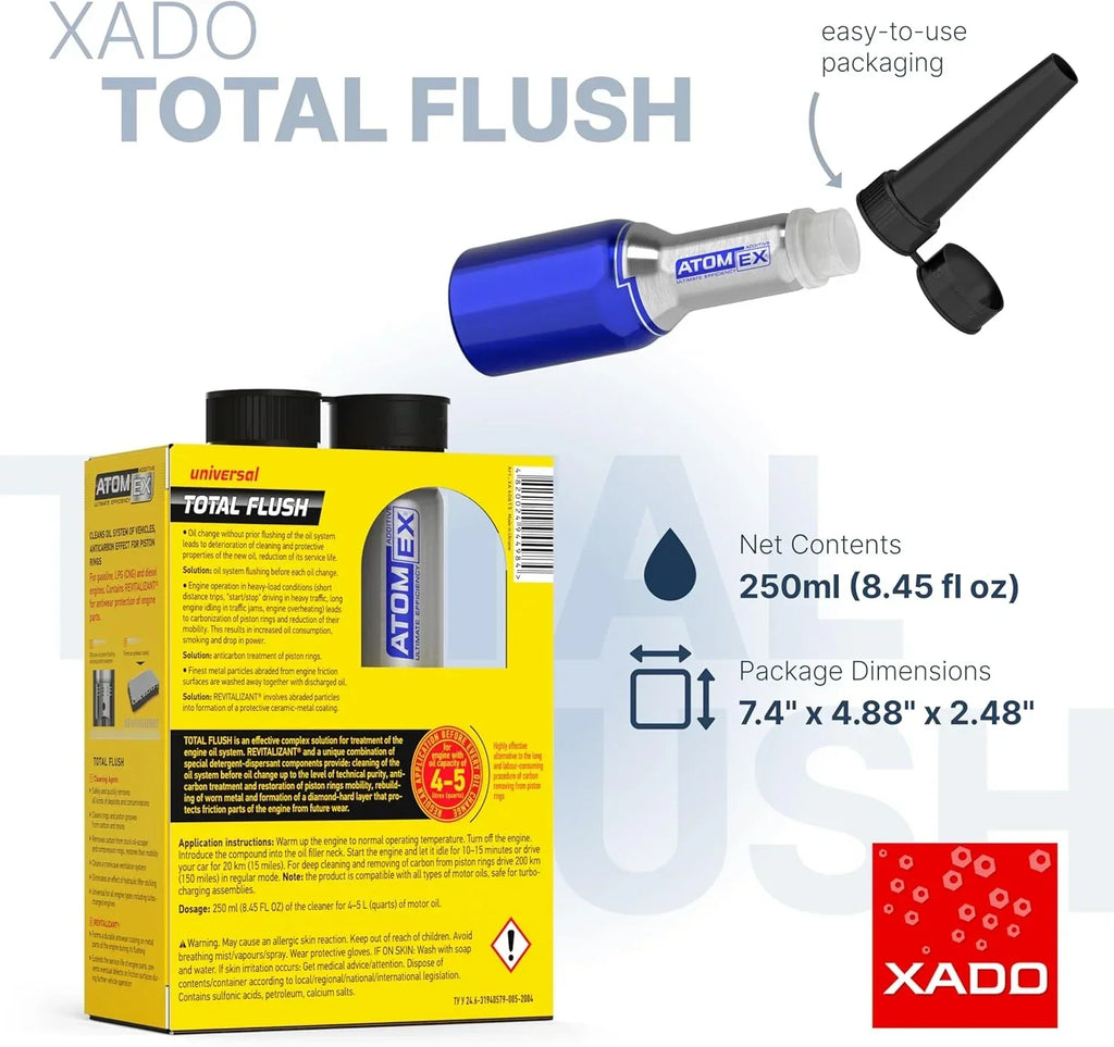 XADO Pre-Oil Change Engine Cleaner 250ml – Oil System Flush & Ring Decarbonizer with Revitalizant®