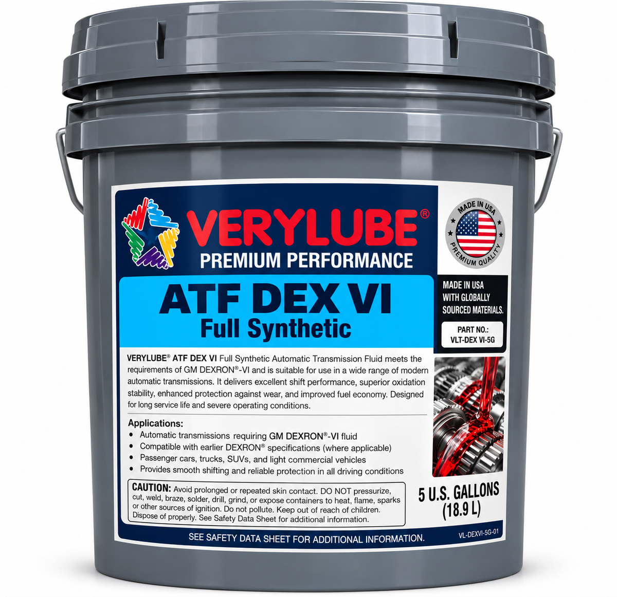 VERYLUBE ATF DEX VI Full Synthetic Automatic Transmission Fluid, 5 Gallon Pail