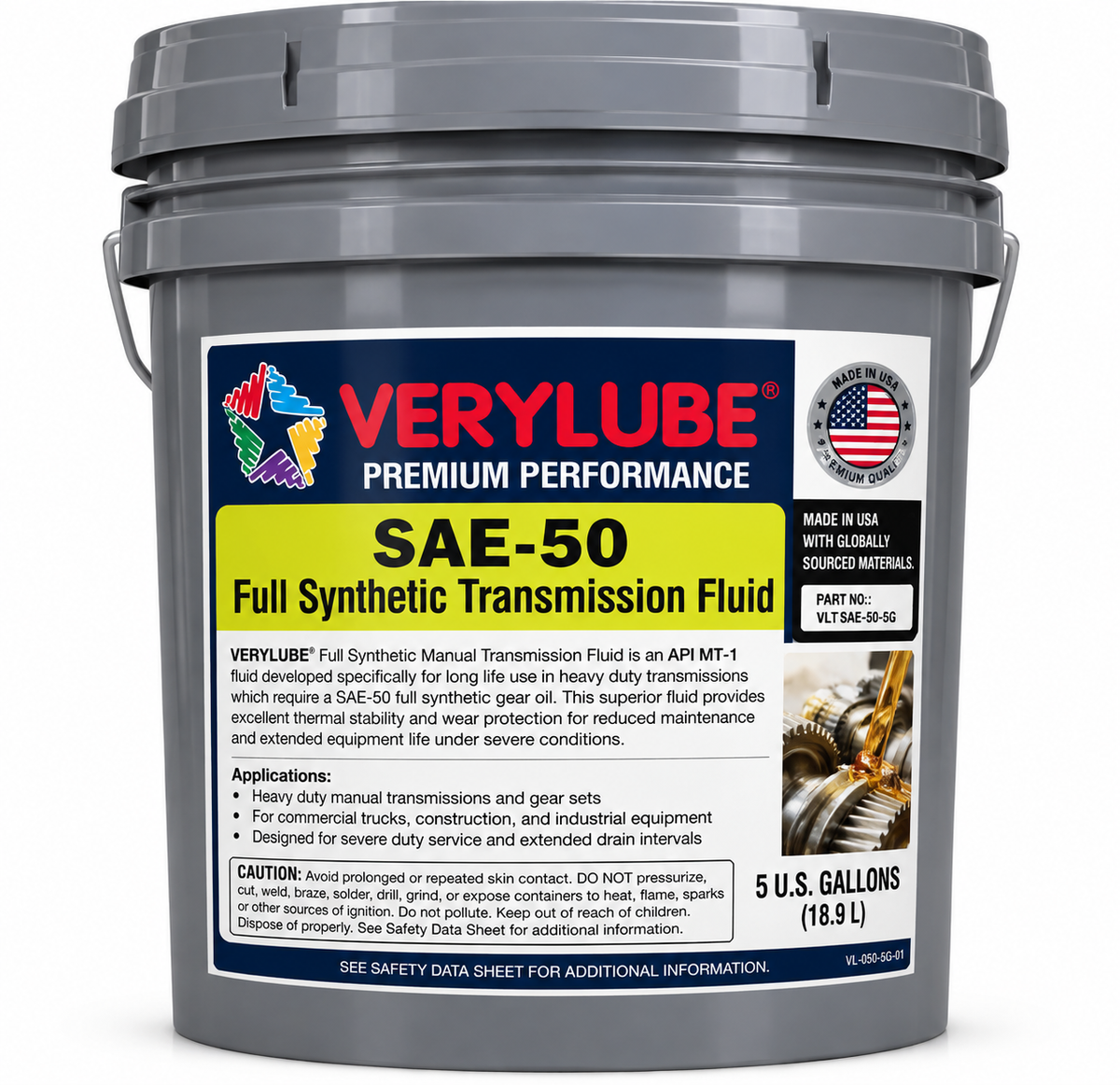 VERYLUBE SAE 50 Full Synthetic Manual Transmission Fluid, 5 Gallon Pail