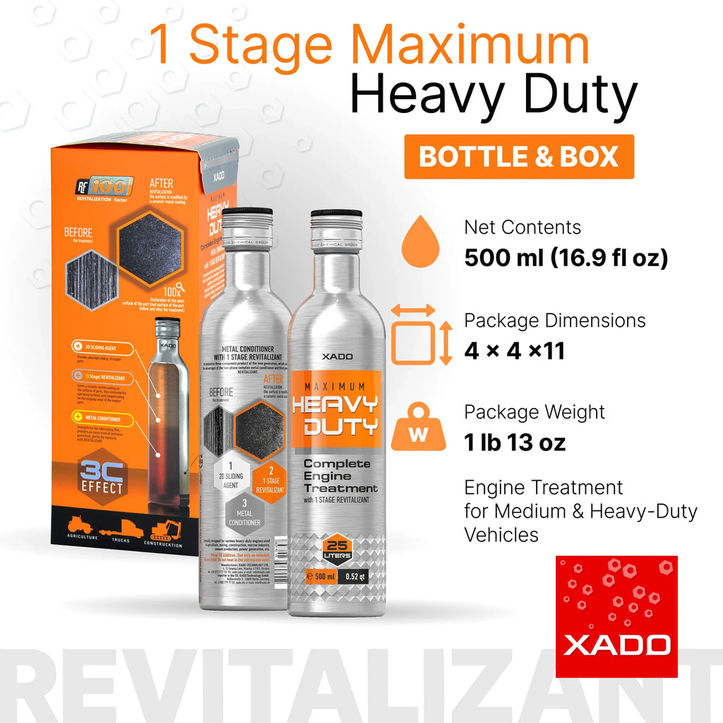 XADO 1-Stage Maximum Heavy Duty Engine Conditioner | Revitalizant® | 10–25 Qt