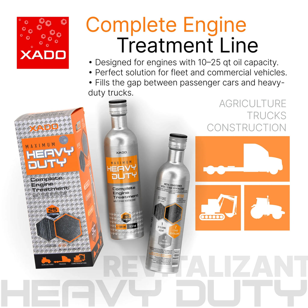 XADO 1-Stage Maximum Heavy Duty Engine Conditioner | Revitalizant® | 10–25 Qt